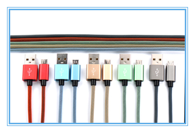 USB MICRO數據線魚網編織鋁合金外殼