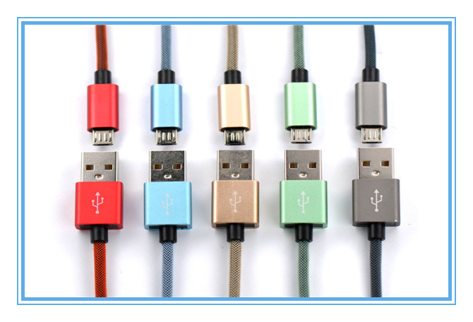 USB MICRO數據線魚網編織鋁合金外殼